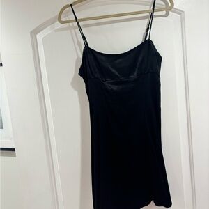 Zara Black Satin Slip - Spaghetti Strap dress